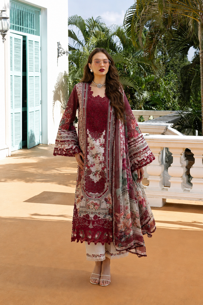 Kinza – Elaaf Inspired Maroon Lawn Suit