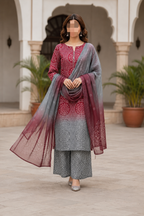 Maha – Crimson Ash Shamoze Silk Suit