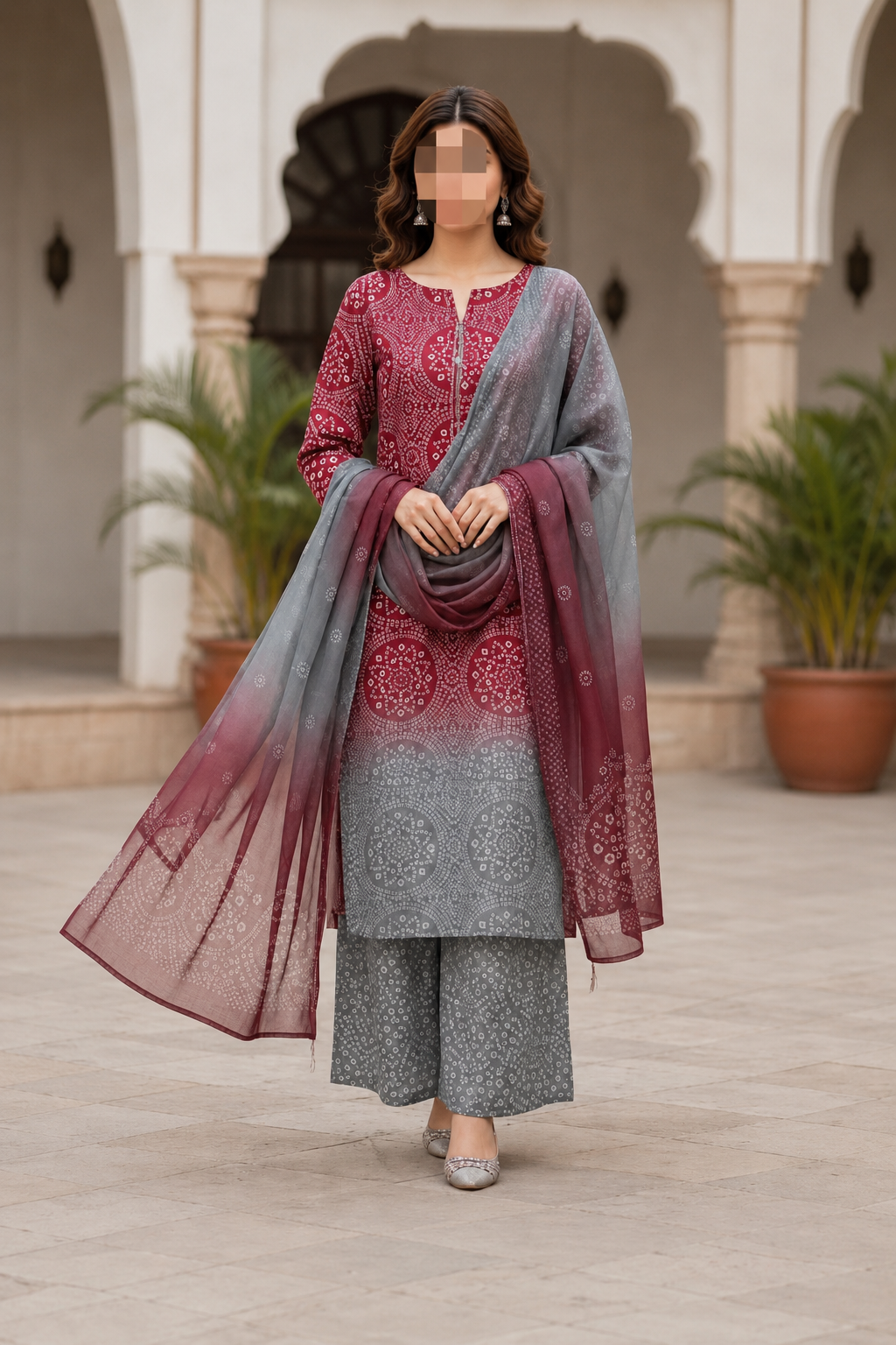 Maha – Crimson Ash Shamoze Silk Suit