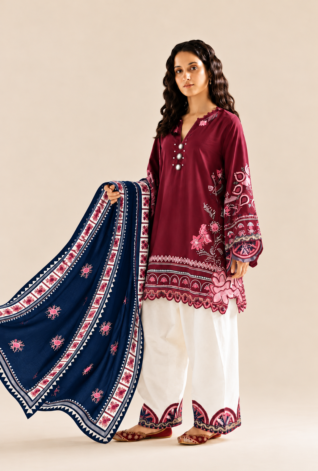 Afsana – Ruby Bloom Embroidered Lawn Suit