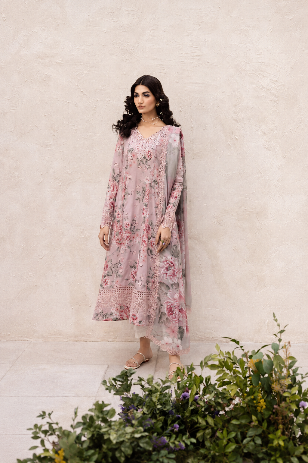 Dania – Iznik Inspired Chikankari Lawn & Chiffon 3 Piece Suit | Unstitched