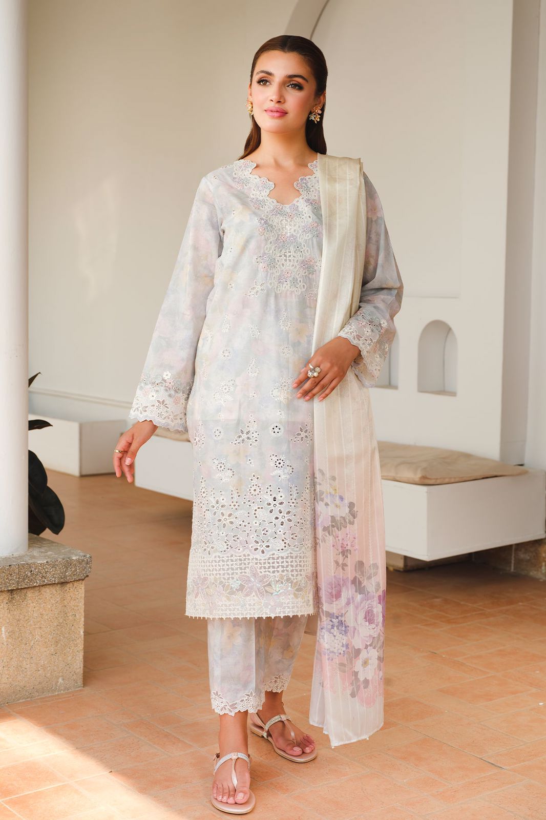 Baroque luxury Chikankari Lawn Collection Replica