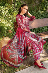 M print mehroon lawn unstitched