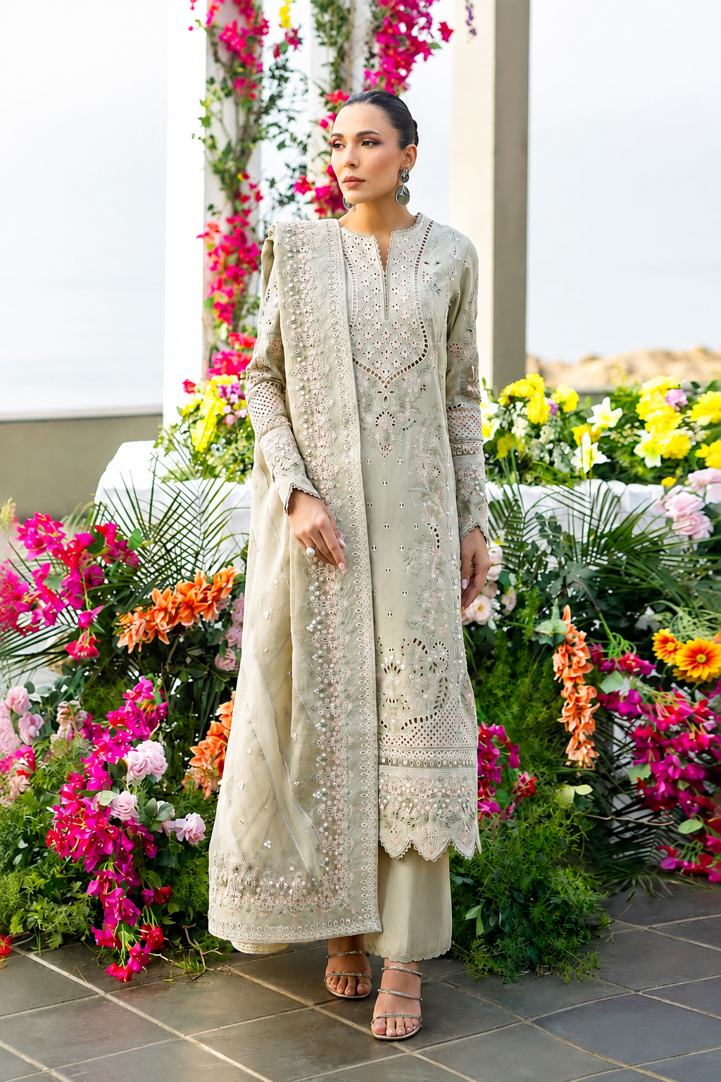 Mehwish – Chikankari Embroidered Cotton 3 Piece Suit | Unstitched
