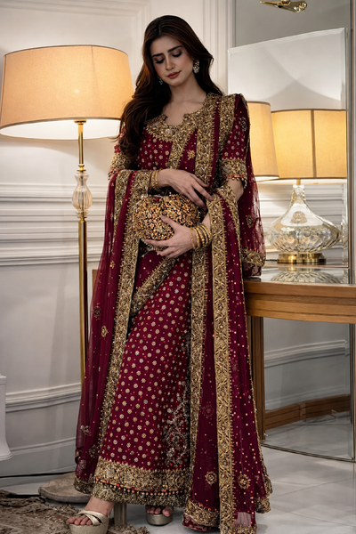 Fareeha – Haris Shakeel Inspired Hand-Embellished Shimmer 3 Piece Suit | Unstitched