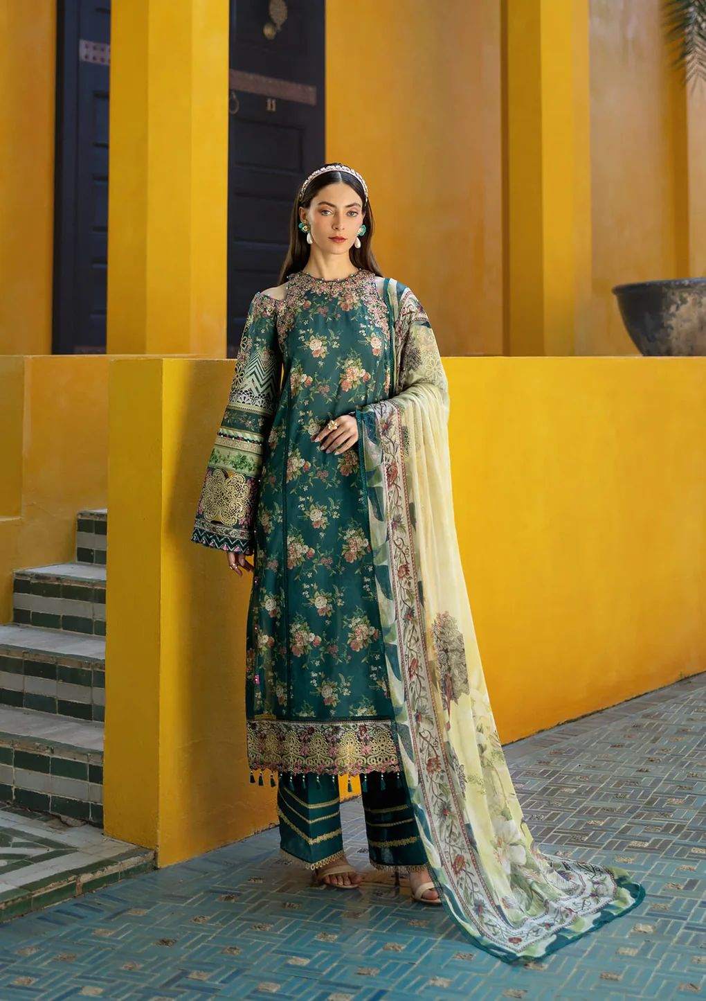 Green Lawn 3Piece Digital Printed Unstitched Dress
