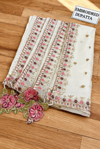 Zuhaira – Ivory Rose Embroidered Silk Suit