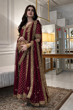Fareeha – Haris Shakeel Inspired Hand-Embellished Shimmer 3 Piece Suit | Unstitched