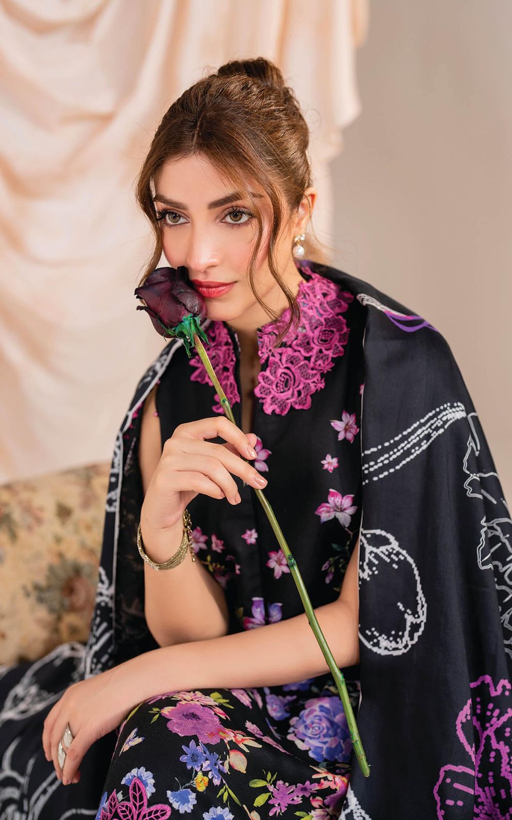 Lawn summer collection 3 piece unstitched digital printed suit - Kapra Collection