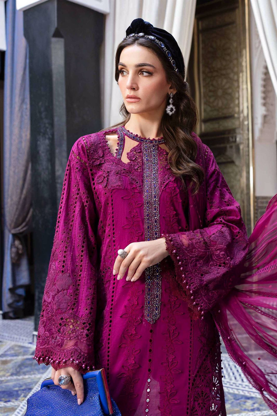 Maria b burgundy chikan replica Dre’s - Kapra Collection