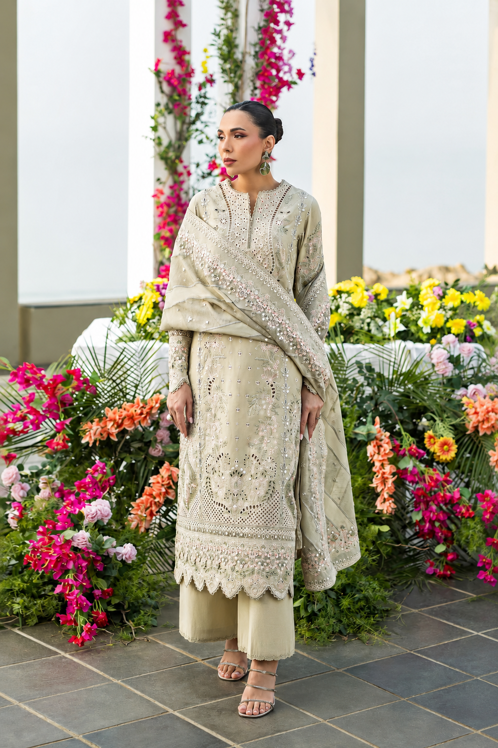 Mehwish – Chikankari Embroidered Cotton 3 Piece Suit | Unstitched