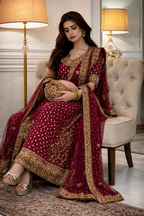 Fareeha – Haris Shakeel Inspired Hand-Embellished Shimmer 3 Piece Suit | Unstitched