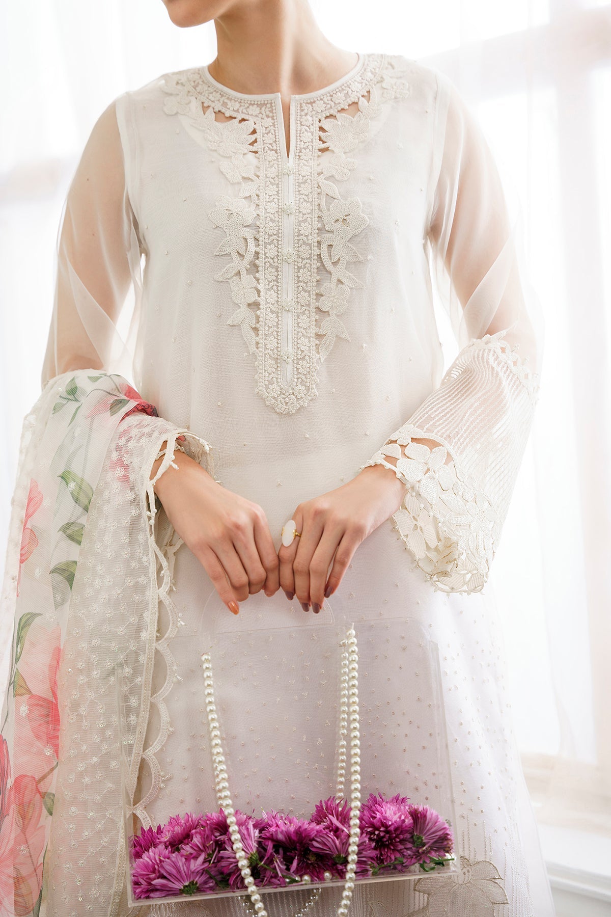 Baroque White Organza Dress