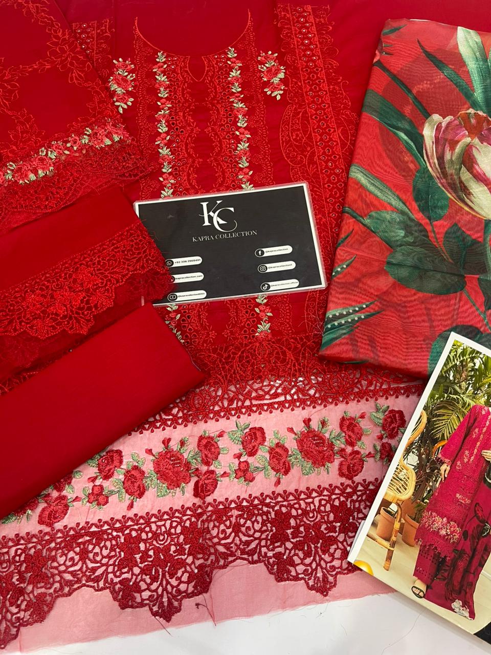 Red Lawn luxury Embroidered 3 piece Dress