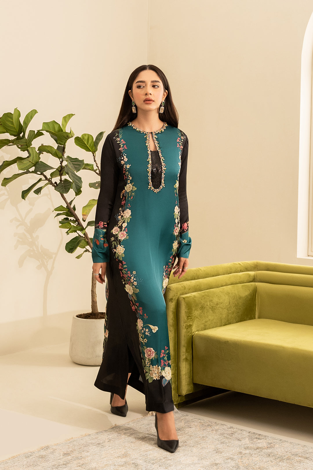 Lulusar Silk Digital Print & Add work