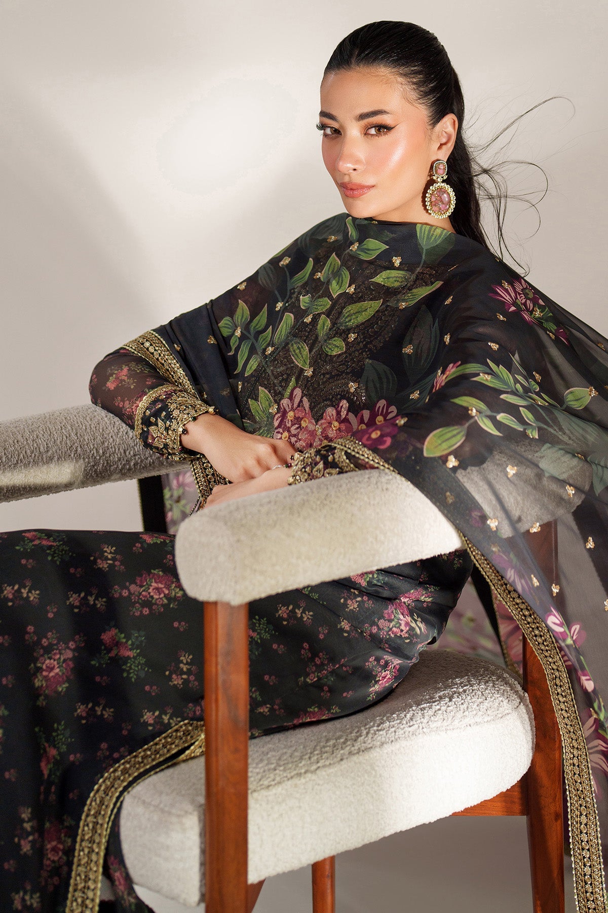 Jazmin Shamoze Silk 3Piece unstitched Dress