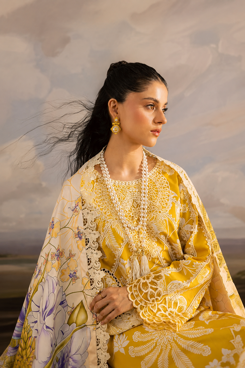 Arooj – Mahnur Inspired Mustard Lawn Suit