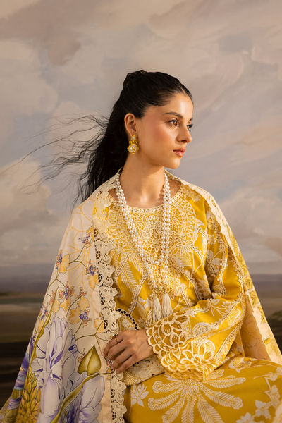 Arooj – Mahnur Inspired Mustard Lawn Suit