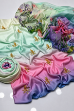 Falak – Mint Rose Shamoze Silk Suit - Kapra Collection