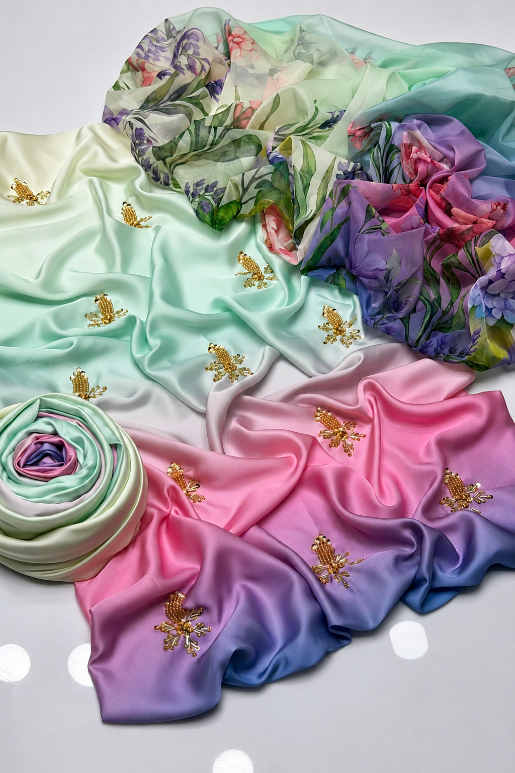 Falak – Mint Rose Shamoze Silk Suit
