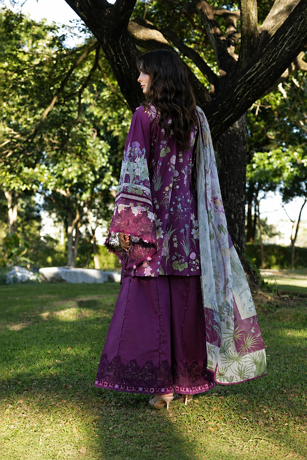 Maheen – Elaaf Inspired Plum Lawn Suit