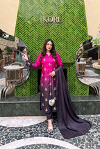 Nabeela – Fuchsia Plum Adda Work Shamoze Silk Suit