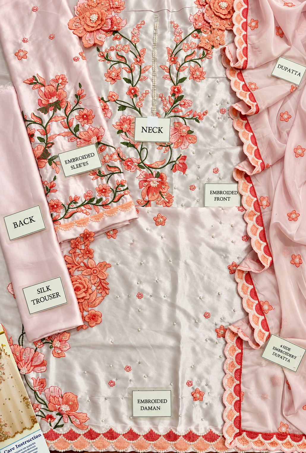 Azeera – Blush Bloom Embroidered Silk Kaftan