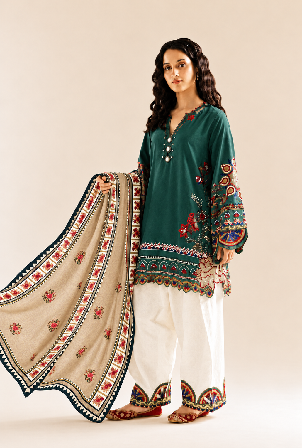 Feroza – Emerald Bloom Embroidered Lawn Suit