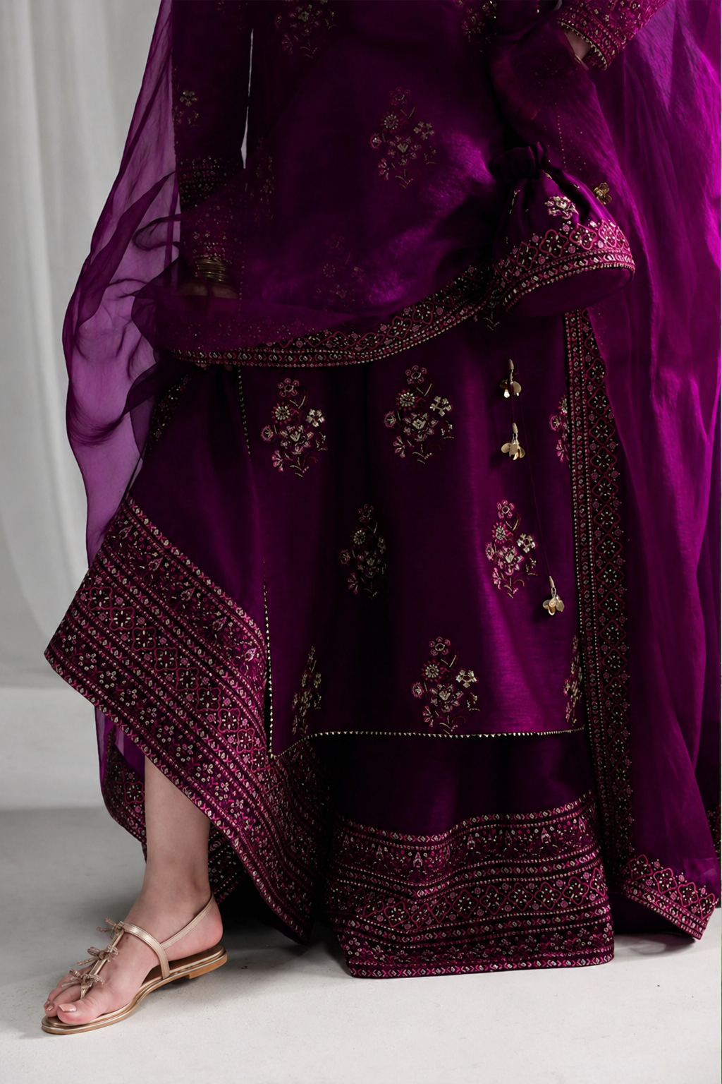Saira – Zaib Inspired Magenta Raw Silk Suit