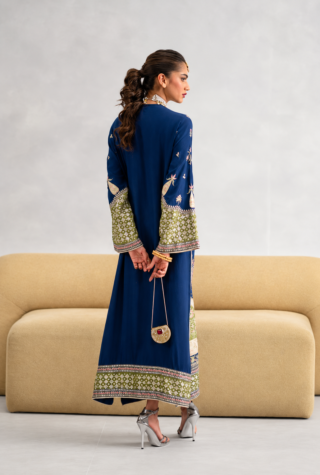 Ilma – Ethnic Inspired Royal Blue Silk Kaftan