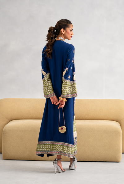 Ilma – Ethnic Inspired Royal Blue Silk Kaftan