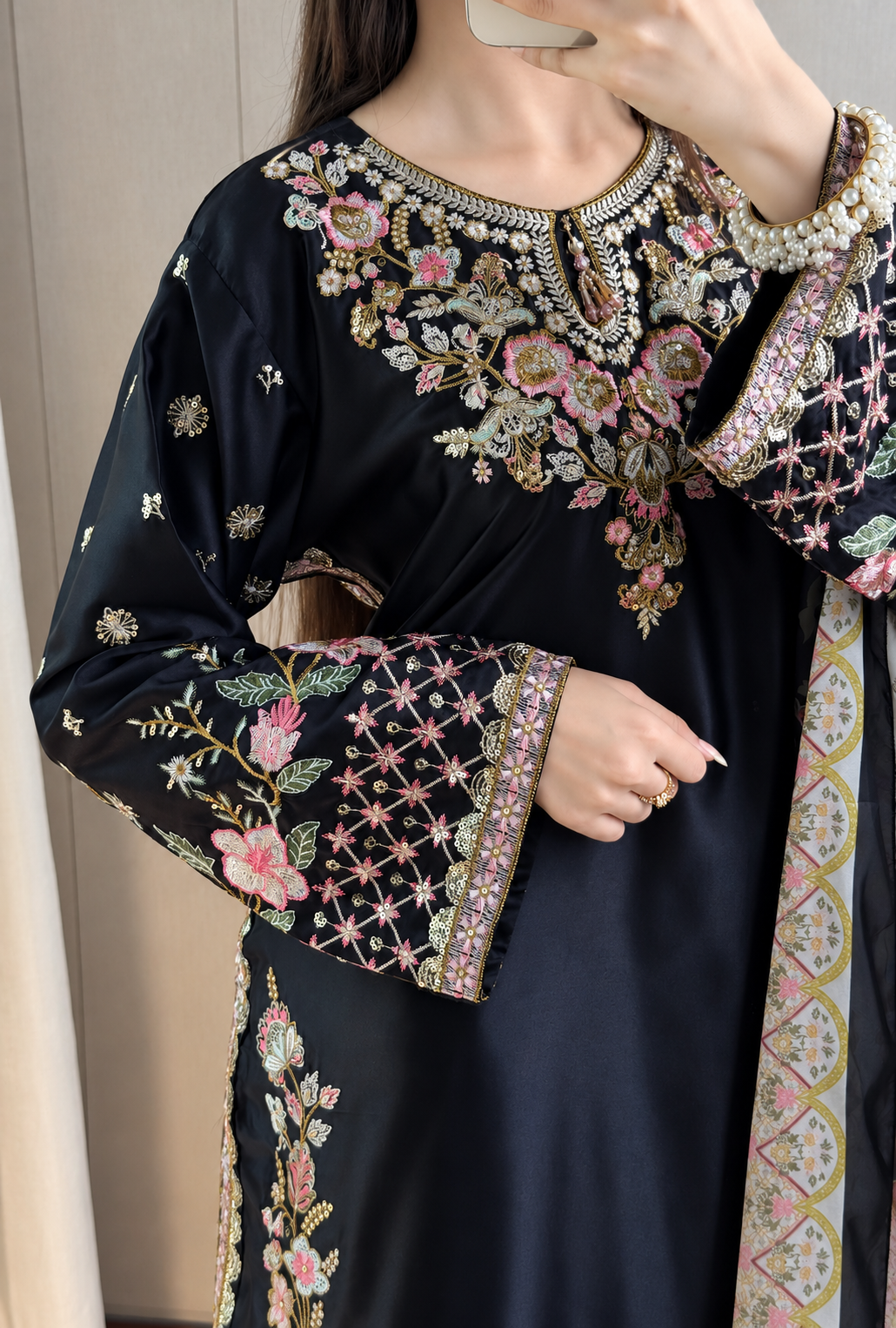 Ethnic – Black Premium Silk Embroidered Suit