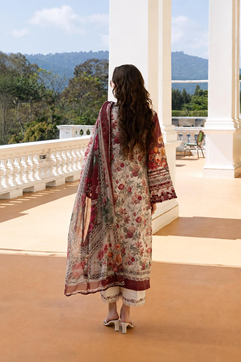 Kinza – Elaaf Inspired Maroon Lawn Suit