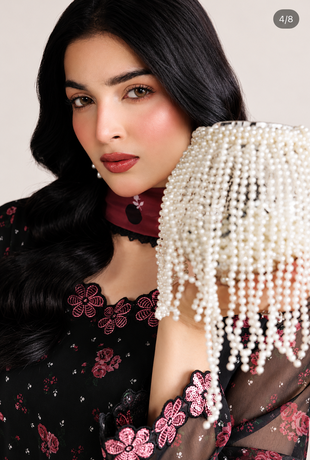 Anousha – Noir Rose Embroidered Chiffon Suit