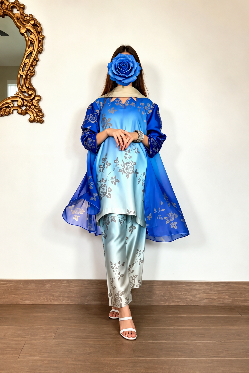 Zoya – Royal Azure Shamoze Silk Suit