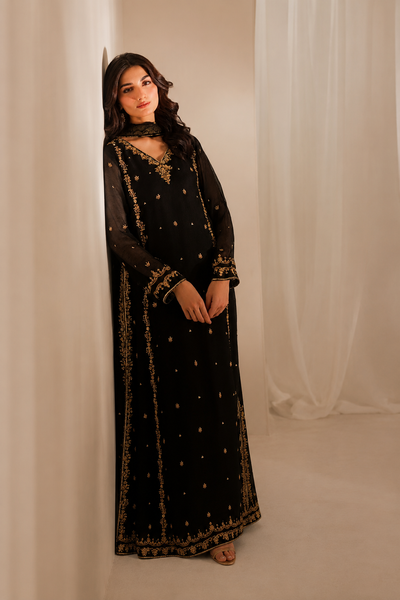 Sundas – Iznik Inspired Black Chiffon Suit