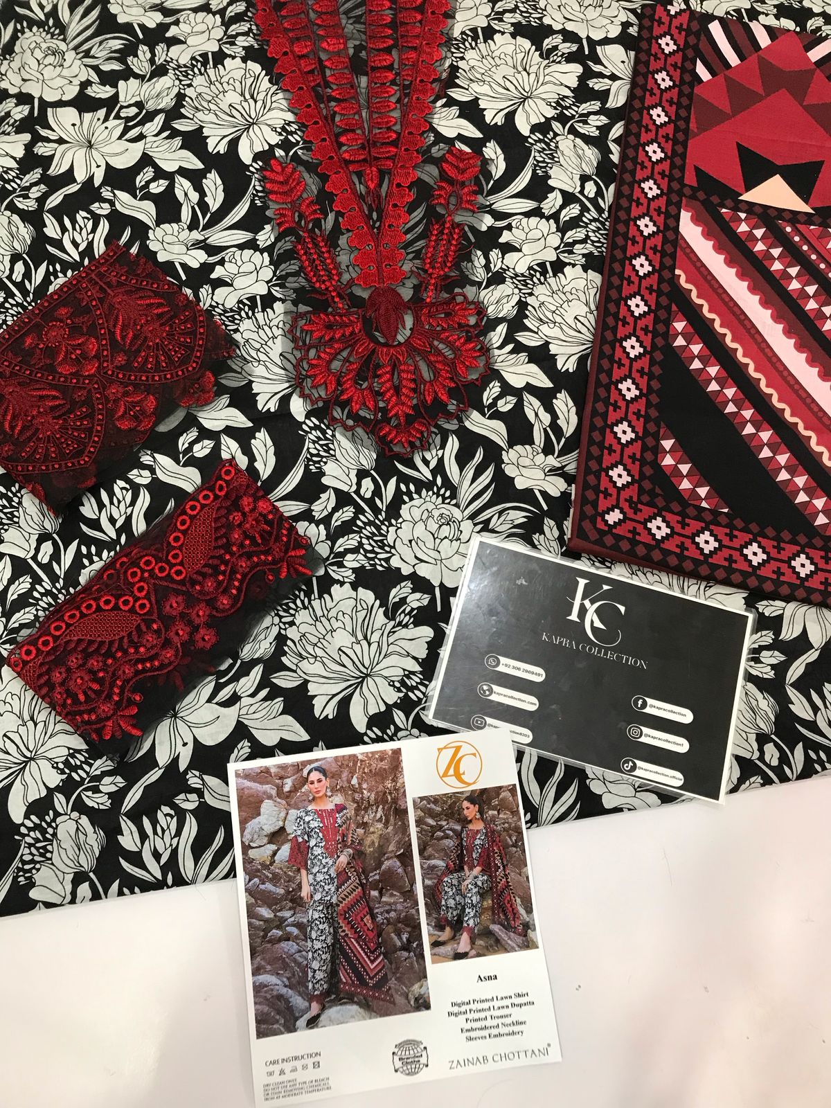 Lawn 3 piece unstitched printed suit - Kapra Collection