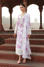 Unstitched Lawn Embroidered White Dress - Kapra Collection