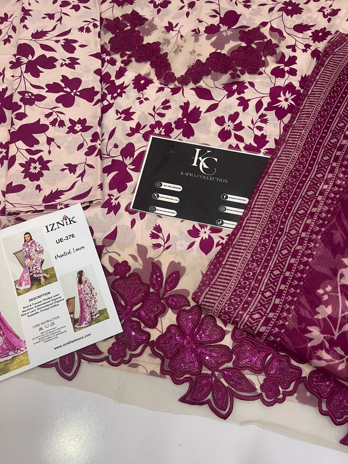 Iznik Lawn 3piece Unstitched  Digital Printed Dress