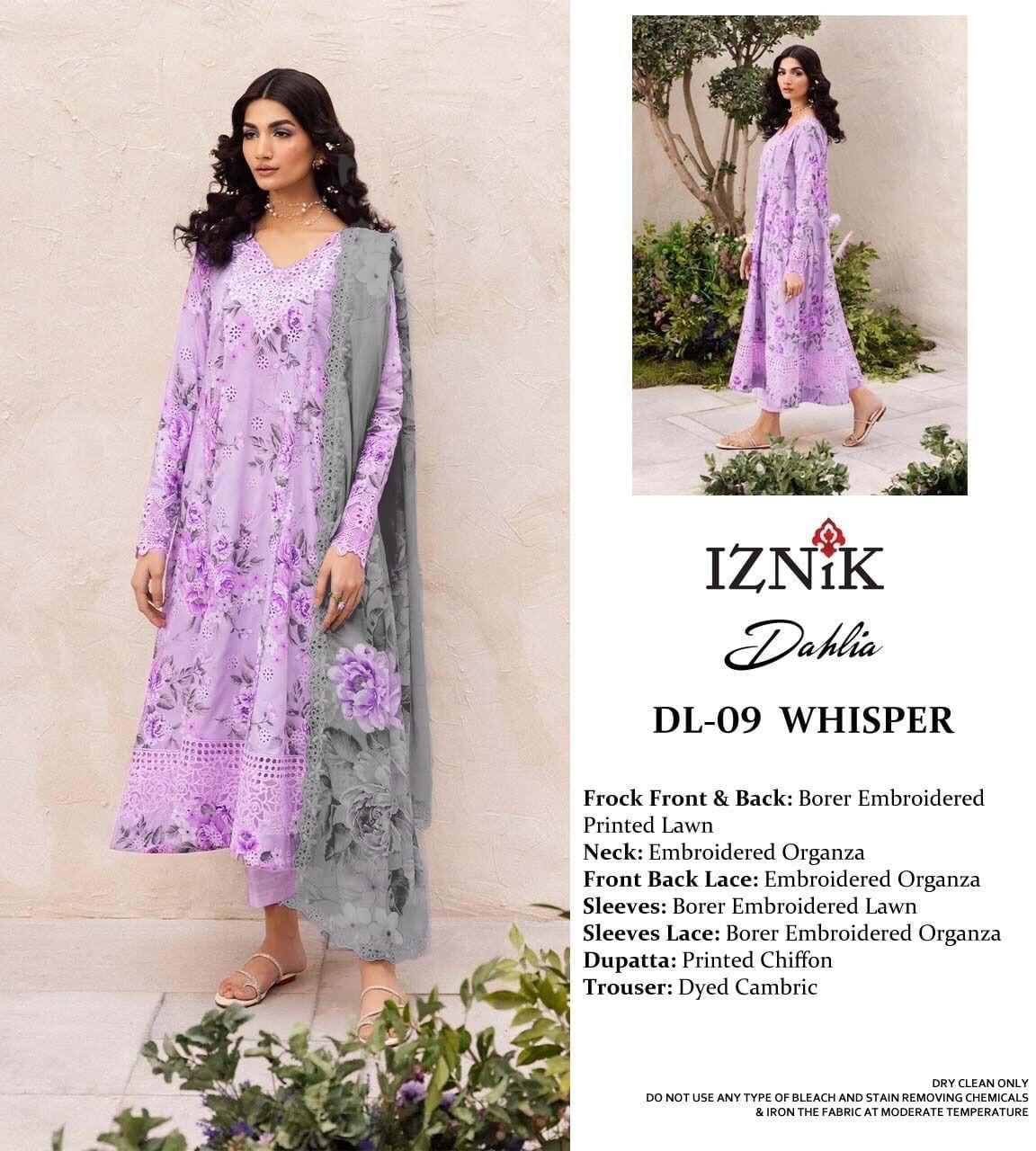 Iznik parpule chikan lawn unstitched replica - Kapra Collection