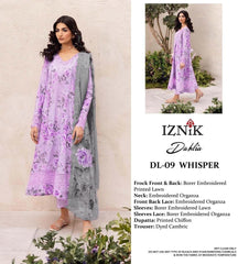 Iznik parpule chikan lawn unstitched replica - Kapra Collection