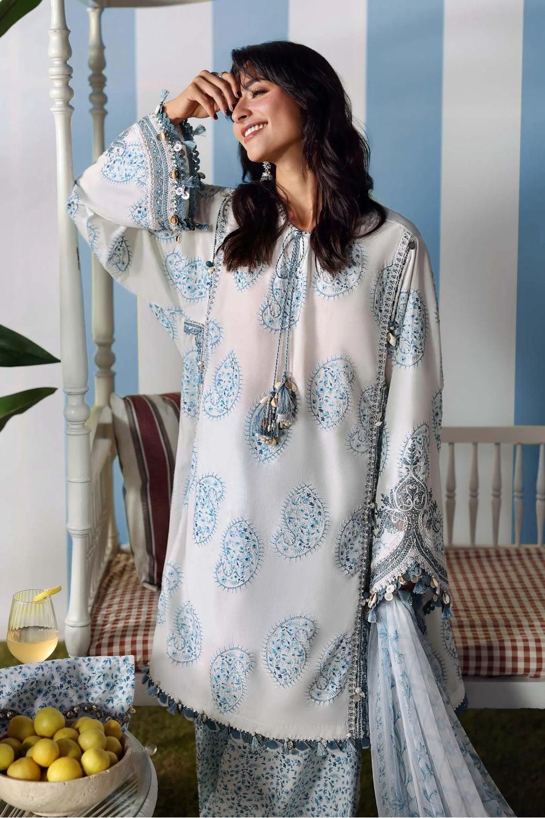 Hiba – Maria.B Inspired Ivory Lawn Suit