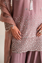 Roshaneh – Thread & Sequin Embroidered Cotton Silk 3 Piece Suit | Unstitched