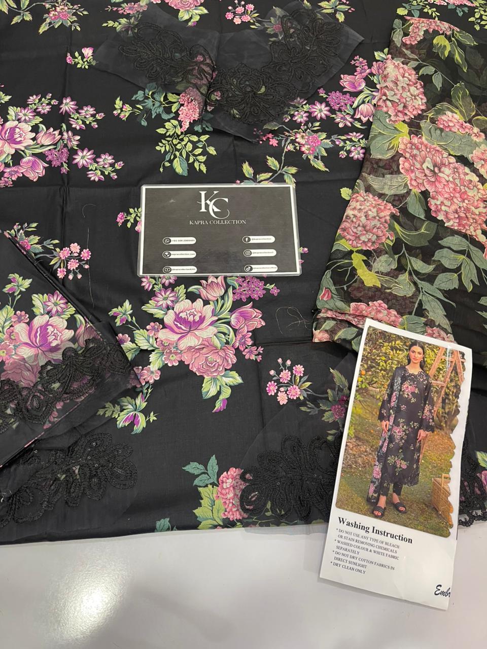 Iznik black all-over floral print dress