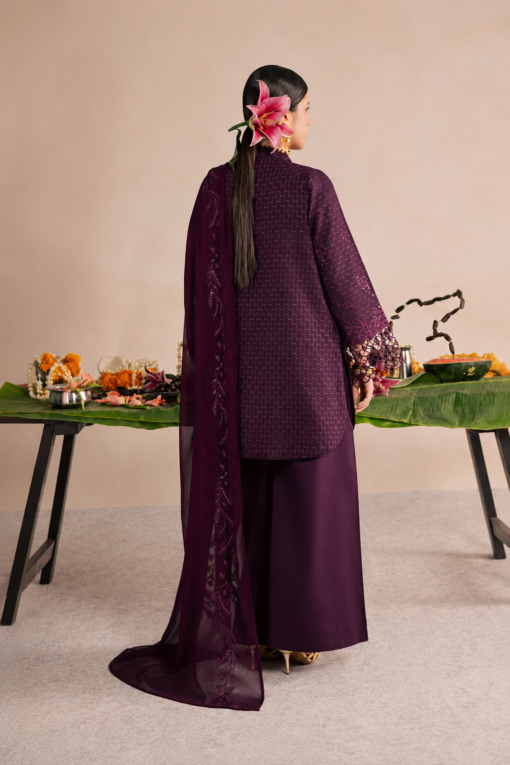 Hareem – Thread & Sequin Embroidered Cotton 3 Piece Suit | Unstitched