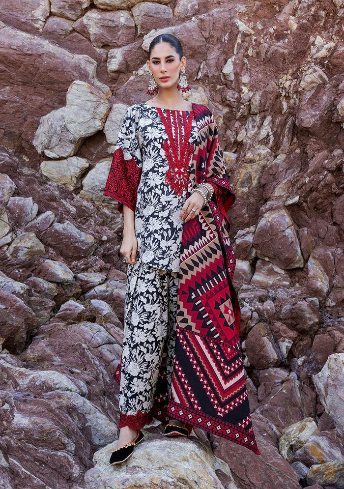 Lawn 3 piece unstitched printed suit - Kapra Collection