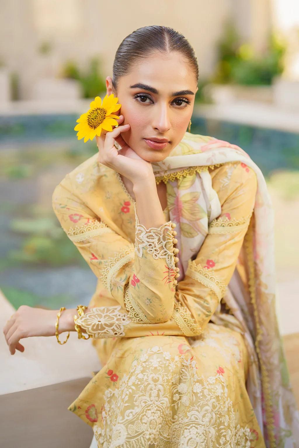 Lawn summer collection 3 piece unstitched digital printed suit - Kapra Collection