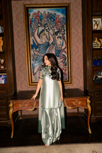 Elham – Golmohar Inspired Mint Shamoze Silk Suit