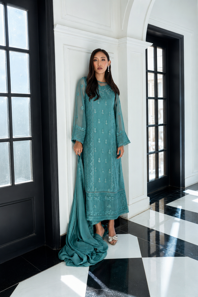 Ayzal – Azure Inspired Sequins Embroidered Chiffon Suit | Unstitched