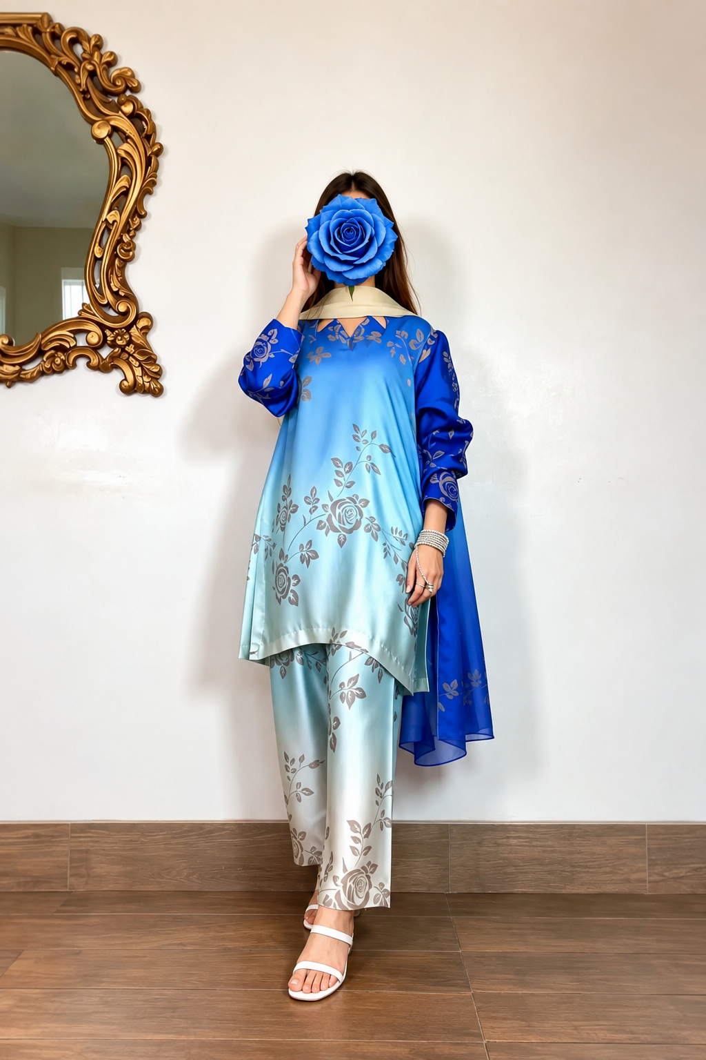 Zoya – Royal Azure Shamoze Silk Suit